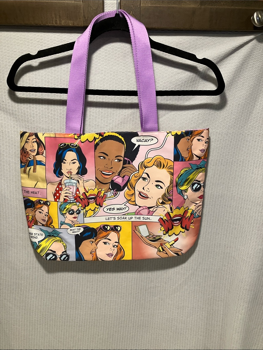 Estee Lauder Pop Art Comic Tote with Lavender Handles